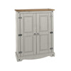 Cupboard 2 Door Storage Shelves Grey Waxed Cabinet Living Home Furniture