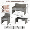 COSTWAY 4 Piece Patio Conversation Set Outdoor Wicker Furniture