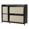 3 Rattan Doors Bamboo Shoe Cabinet Storage Cupboard Hallway Footwear Stand Rack