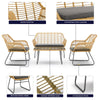 Rattan Garden Furniture Set Sofa Chairs Glass Table Wicker Grey Cushions 4PCS