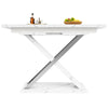 Extendable Dining Table with Marble Pattern White Console Table with X Legs