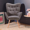Modern Accent Chair Upholstered Button Single Sofa Wood Legs High Back Armchair