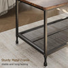 2-Tier Coffee Table End Table Living Room Center Table with Mesh Storage Shelf