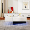 Coffee Table LED Lights with Drawers White High Gloss Modern Living Room
