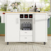 Kitchen Trolley Storage Islands & Carts with Extendable Rubberwood Worktop White