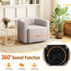 Modern Upholstered Sherpa Swivel Barrel Chair Bedroom ArmchairGrey