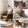 Upholstered Modern Accent Chair, Armchair with Wood Legs, Brown