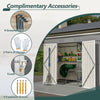Garden Shed Pent Roof 4X8FT Metal Free Foundation Base Storage House Grey