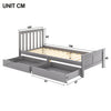 3ft Single Bed Wooden Solid Pine Kids Storage Bed Frame w/ 2 Drawers Grey 90x190