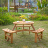 Garden Round Table Chair Benches Wooden 6 Seater Patio Umbrella Hole Outdoor