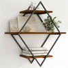 Wall Mounted Floating Shelves Wood Partition Storage Geometric Open Wall Rack UK