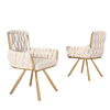 Swivel Dining Chairs Set of 2 Velvet Padded Seat Chair with Backrest & Metal Leg
