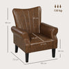 Upholstered Modern Accent Chair, Armchair with Wood Legs, Brown