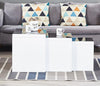 Nest of 3 Tables Grey Tempered Glass Top White High Gloss Side End Coffee Home