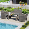 COSTWAY 4 Piece Patio Conversation Set Outdoor Wicker Furniture