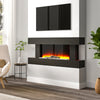 Black Wall Mounted Electric Fire with LED Light 52" Suite Fireplace Heater Flame