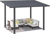 2.4x3.6m Metal Lean-to Gazebo Wall Mounted Iron Hardtop Pergola Heavy Duty