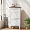 Shoe Cabinet with 2 Flip Drawers, Narrow Shoe Storage Cabinet, White