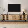 Modern TV Stand TV Console Unit with Grille Doors & Shelves, 180 cm, Wood Grain
