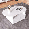 Coffee Table Cloud-Shaped Tea Table with Drawer and Open Storage Compartments