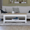 Farmhouse Coffee Table with Storage Shelf, Oak Two-Tone Wooden Living Room Table