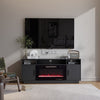 Living Room TV Stand with Electric Fireplace Fire LED Flame Heating Cabinet Unit