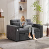 2 Seater Pull Out Sofa Bed Loveseat Recliner with Hidden Table, Cup Holders, USB
