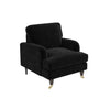 Black Velvet Armchair with Dark Wood Gold Legs Saddle Arms Traditional Style