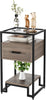 3-Tier Coffee Table w/ Tempered Glass Top Storage Drawer and Shelves Steel Frame
