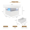 Coffee Table with LED Lights Wood 2 Drawers Storage Center Table for Living Room