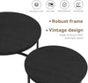 Nesting Coffee Tables Set of 2, Black Round Modern Side Tables with Metal Frame
