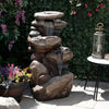 Garden Water Feature Outdoor LED Fountain 4 Tier Rock Waterfall - 102cm High