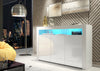 TV Unit | 155cm Sideboard | Cabinet | Cupboard | White High Gloss Doors Free LED
