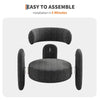 Oversized Chenille Barrel Accent Chair,Modern Round Armchair w/ Curved Backrest