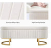 Beige Storage Bench with Lid | Upholstered Bed End Ottoman Footstool Seat