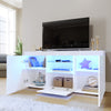 White Modern TV Stand Unit Cabinet High Gloss Doors LED Light Sideboard Cupboard