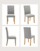 Set of 2 Modern Fabric Upholstered Dining Chairs, Curved Backrest+Solid Wood Leg