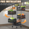 6 Tier Kitchen Rotating Storage Trolley Cart Utility Vegetable Mobile Shelf Rack