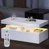 High Gloss LED Coffee Table With Storage 2 Drawers Modern Living Room Furniture
