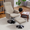 Upholstered Swivel Recliner Armchair with Ottoman, Beige