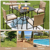 5 Pieces Patio Rattan Bistro Set Outdoor Bar Stool Set W/ 4 Chairs &1 Bar Table