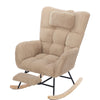 Rocking Chair for Nursery Corduroy Upholstered Nursing Chair with Footrest Brown