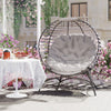 Egg Chair with Soft Cushion Steel Garden Basket Chair for Outdoor, Light Grey