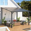Aluminium Lean-To Gazebo, Wall-Mounted Hardtop Roof Pergola for Garden & Patio