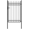 Galvanised Steel Garden Fence Gate Door with Lock Handle for Entrance Way, Black