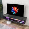 Floating TV Unit Stand, Wall Mount TV Cabinet with Storage LED Lights