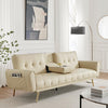Sofa Bed 3 Seater Faux Leather Click Clack Couch Cup Holders Grey Cream Black