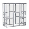 Wooden Cat House, Catio Cat Outdoor Enclosure with Platforms,180 x 98 x 180 cm