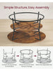 2-Tier Round Coffee Table with Storage Shelves, Industrial Wooden Center Table