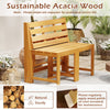 Acacia Wood Outdoor Dining Table with 2 Built-in Chairs